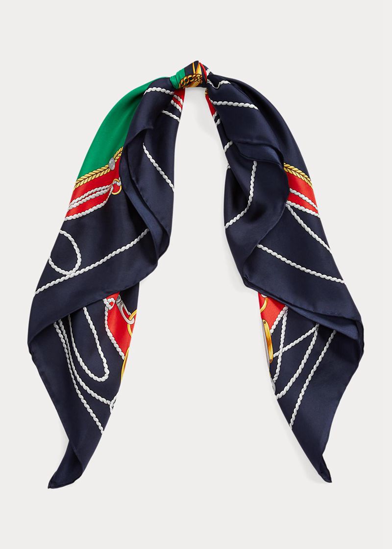 ローレン スカーフ レディース ネイビー Amelia 印刷する Silk Twill Square TRULH2716
